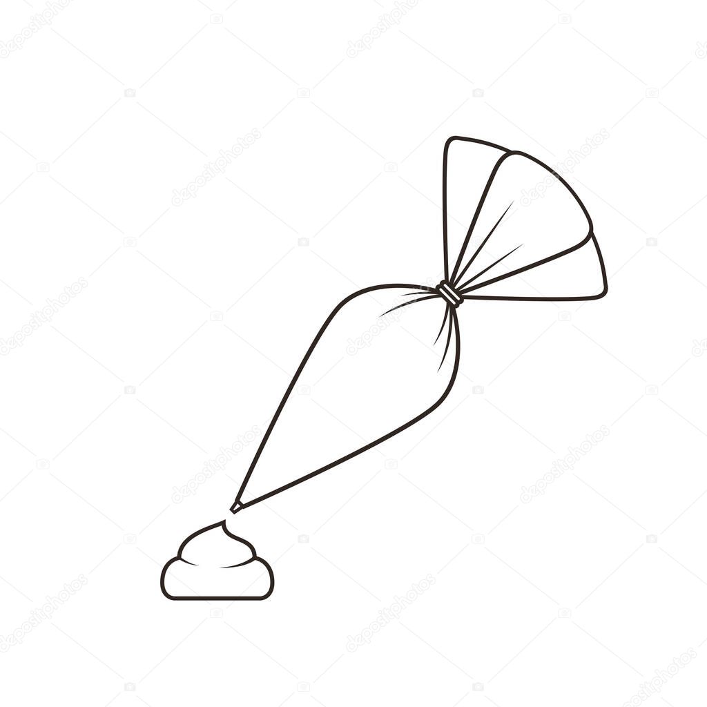 Bakery logo. Piping Cream Cake logo design. Silicone Piping Cream Cake doodle symbol.