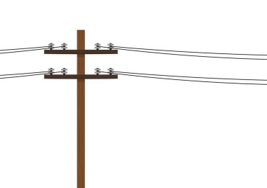 Elektrik direği vektörü. Beyaz arka planda elektrik direği. Metin için boş alan. Boşluğu kopyala.
