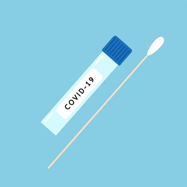 Coronavirus Uitstrijkje Reageerbuis Vector Covid Testuitstrijkset — Stockvector