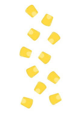 Mısır çekirdekleri vektör bırakır. Beyaz arkaplanda mısır çekirdekleri.