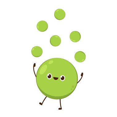 Bezelye karakter tasarımı. Beyaz arkaplanda bezelyeler.