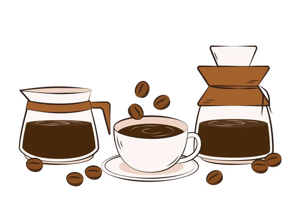 Американский Вектор Кофе Кофейная Чашка Кружка Кофе Белом Фоне — стоковый вектор