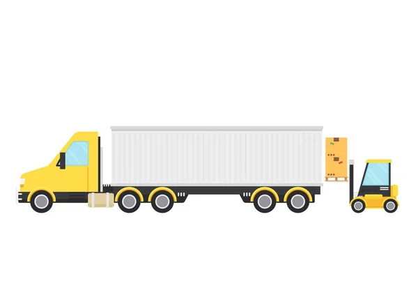 Delivery Vehicles Box Cartoon Vector Forklift Cartoon Vector Forklift White — Wektor stockowy