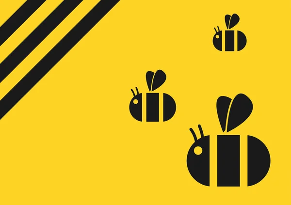 Bisymbolvektor Bee Affischdesign Fritt Utrymme För Text Blankt Kopieringsutrymme — Stock vektor