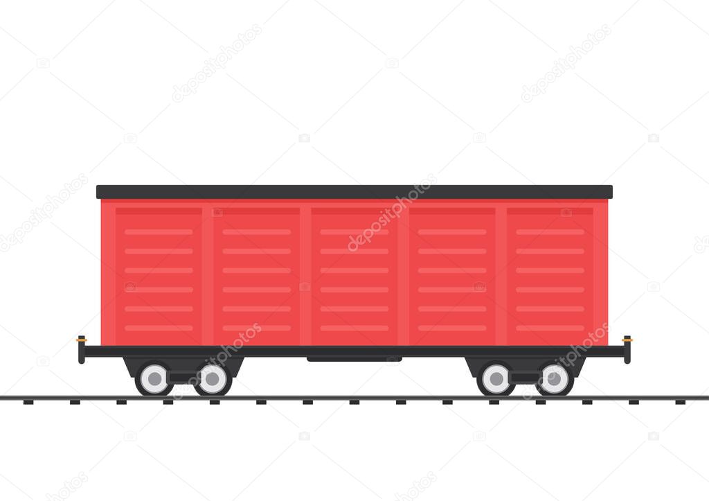 Rail freight transport vector. Container vector.