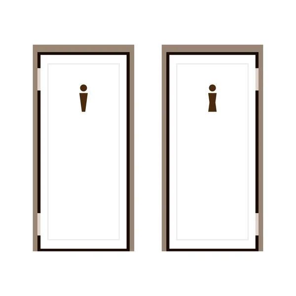 Vektor Kartun Toilet Umum Ruang Kosong Untuk Teks Pintu Toilet - Stok Vektor