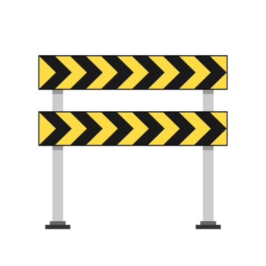 Yol bariyerleri, beyaz arkaplanda izole edilmiş inşaat vektörü altında, vektör çizimi.