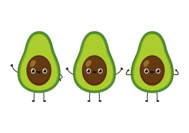 Avokado karakter tasarımı. beyaz arkaplanda avokado.