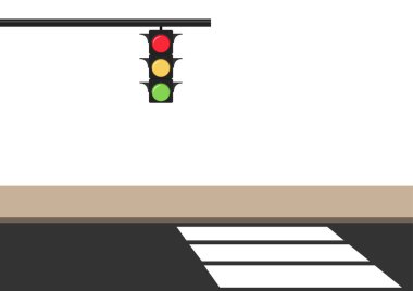 Trafik ışıkları vektörü. Zebra geçidinde trafik ışıkları.