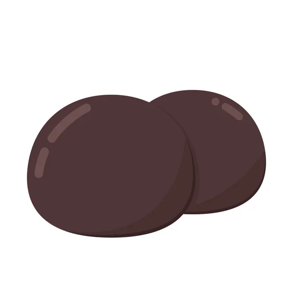 Vector Dark Mochi Mochi Fundo Branco Vetor Chocolate Mochi — Vetor de Stock