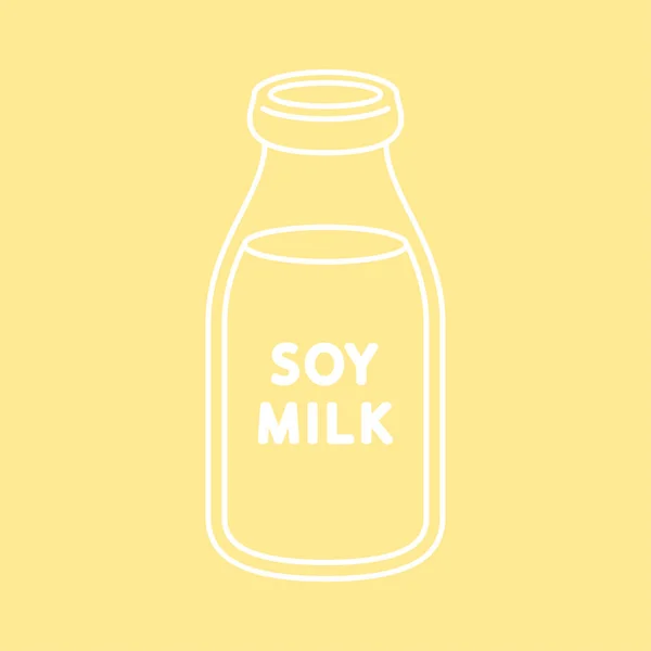 Дизайн Логотипа Соевого Молока Соевое Молоко Векторе Стеклянной Бутылки Символ — стоковый вектор