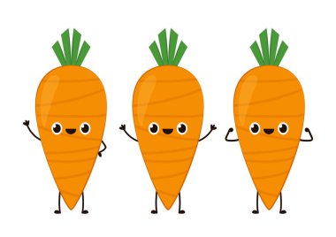 Havuç karakter tasarımı. Beyaz arkaplanda havuç.