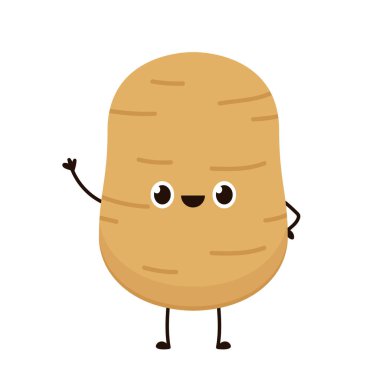 Patates karakter tasarımı. Patates vektörü. Beyaz arkaplanda patates çizgi filmi.
