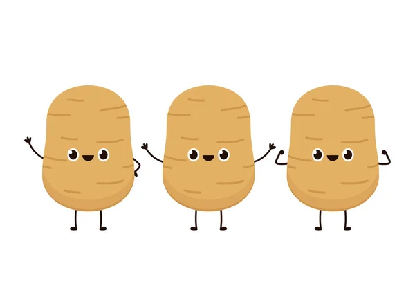 土豆角色的设计 土豆病媒 白色背景的土豆卡通片 — 图库矢量图片