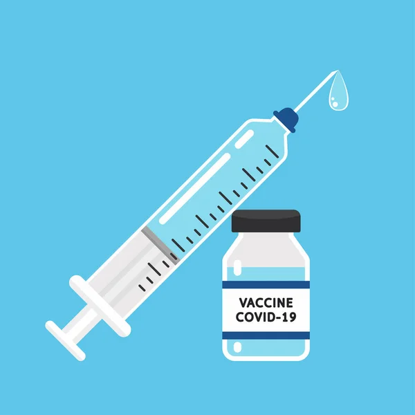 Vacina Vetor Covid Seringa Vetor Vacina Vírus Vacina Covid —  Vetores de Stock