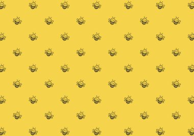 Arı desenli duvar kağıdı. Arı çizgi film vektörü.