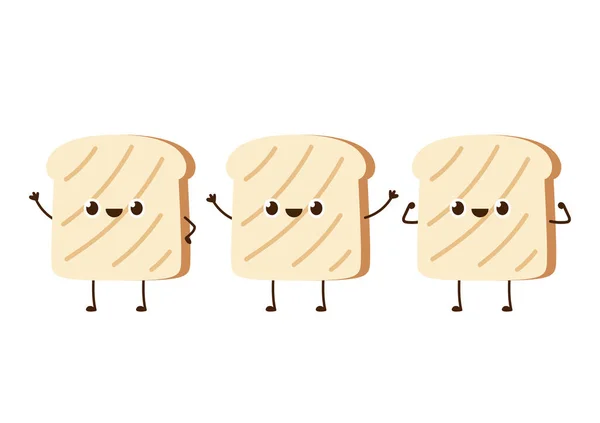 Brotcharakter Brot Auf Weißem Hintergrund — Stockvektor