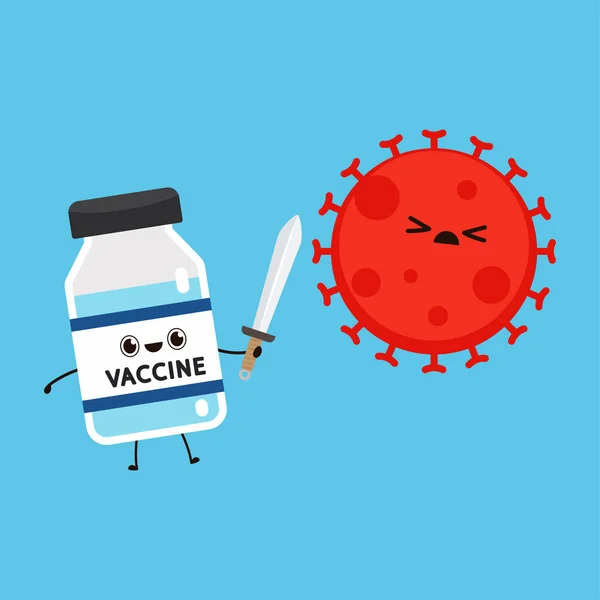 Вакцина Ковид Вакциновый Вирус Ковид Дизайн Персонажей Бутылочной Вакцины — стоковый вектор