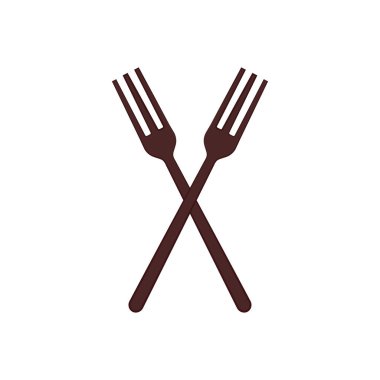 Çatal logosu tasarımı. Beyaz arkaplanda çatal.