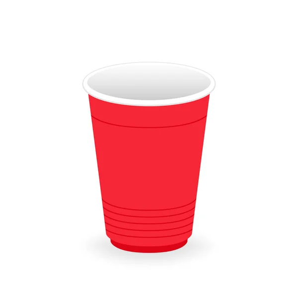 Вектор Чашки Красного Пива Красная Пластиковая Чашка Белом Фоне — стоковый вектор