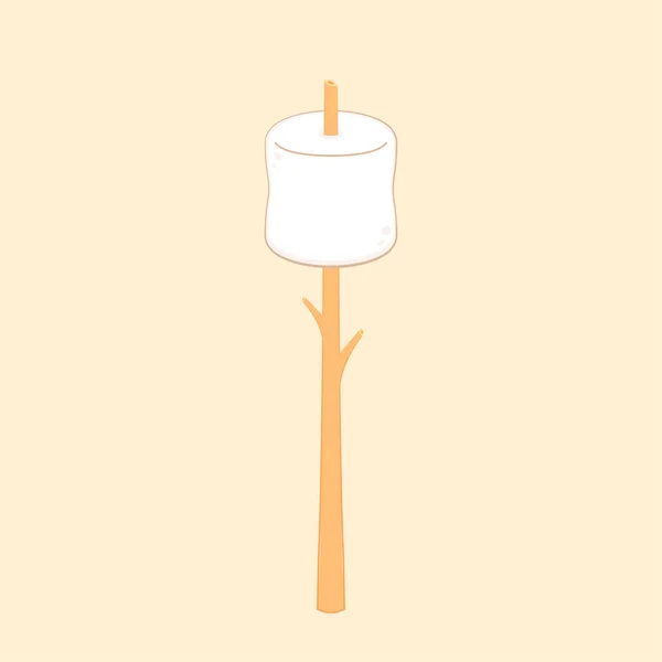 Brända Marshmallows Marshmallow Stick Vektor Marshmallow Logo Design — Stock vektor