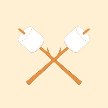 Yanık şekerlemeler. Şekerleme çubuğu vektörü. Marshmallow logo tasarımı.