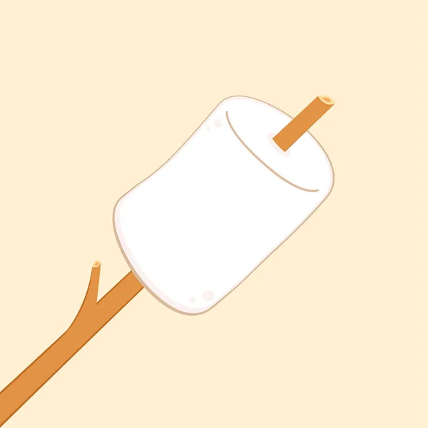 Brända Marshmallows Marshmallow Stick Vektor Marshmallow Logo Design — Stock vektor