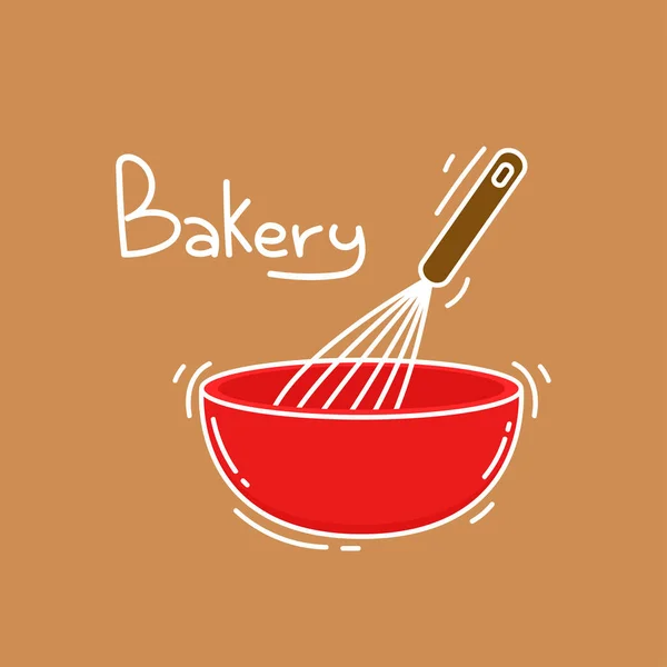 Beater Whisk Vector Sticky Flour Flour Stretch Flour Bowl Bakery — Stock Vector