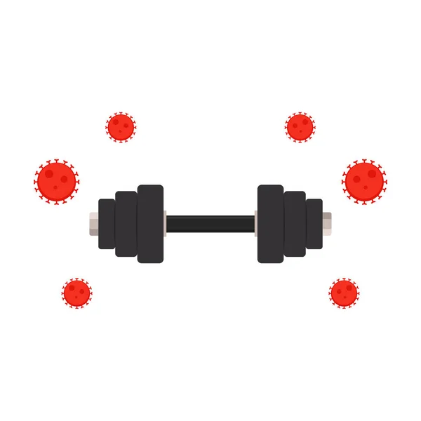 Dumbbell Virus Vector Covid Sobre Dumbbell — Vector de stock