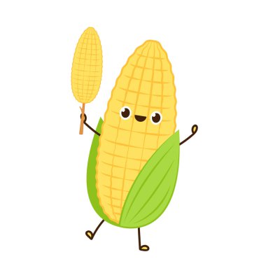 Mısır taşıyıcısı. Mısır karakter tasarımı. Beyaz arkaplanda mısır.