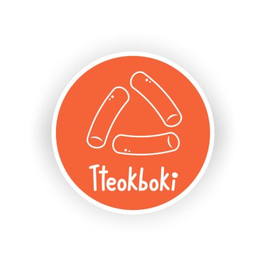 Tteokbokki Noodle vektörü. Kore yemeği. Baharatlı pirinç keki. Tteokbokki logo tasarımı.