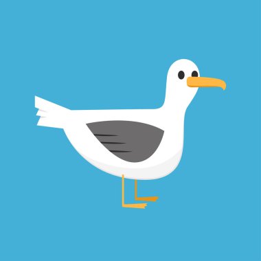 Martı çizgi film vektörü. Mavi arkaplanda martılar.