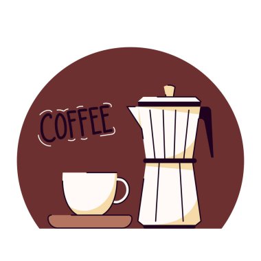 Americano kahve vektörü. Kahve fincanı ve beyaz arka planda kahve fincanı..