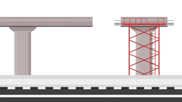 Vetor Lateral Estrada Vector Andaimes Coluna Ponte Construção Postos Ponte —  Vetores de Stock