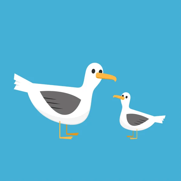 Gulls Cartoon Vector Gulls Blue Background — Stock Vector