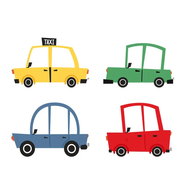 Conjunto Desenhos Animados Carro Táxi Vetor Cartoon Desenhos Animados Carro — Vetor de Stock