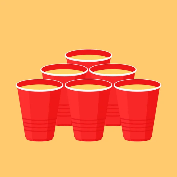 Red Beer Cup Vector Red Plastic Cup Isolated White Background — Stock Vector