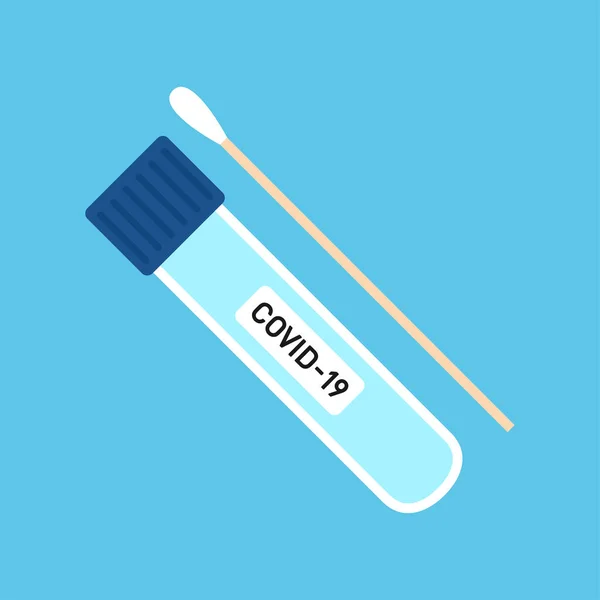 Coronavirus Cotonete Vetor Tubo Ensaio Kit Swab Teste Covid —  Vetores de Stock