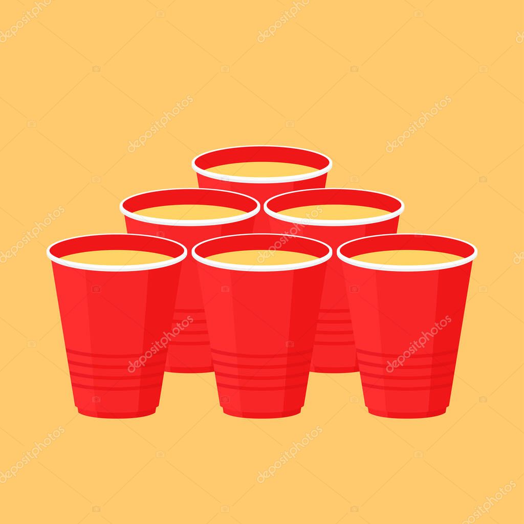 Red beer cup vector. Red plastic cup isolated on white background.