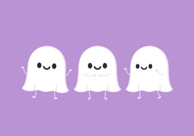 Tatlı hayalet karikatür vektörü. Hayalet karakter tasarımı.