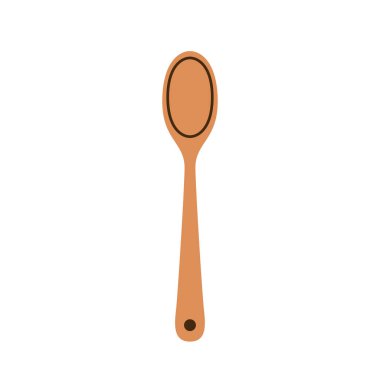 Kaşık vektörü. Beyaz arkaplanda tahta kaşık.