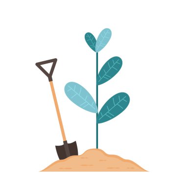 Ağaç karikatür vektörü. ağaç ve kürek vektörü.