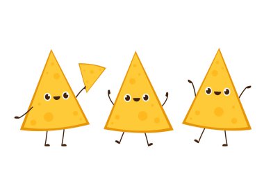 Nacho karakter tasarımı. Beyaz arkaplanda nachos.