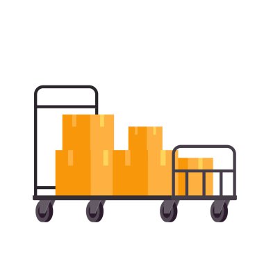 Araba vektörü. El arabası. Duvar kağıdı. Metin için boş alan. Boşluğu kopyala.