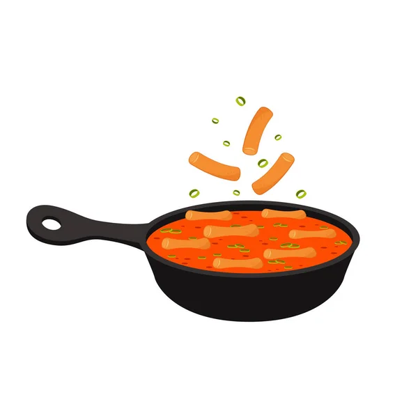 Vector Fideos Tteokbokki Tteokbokki Comida Coreana Vector Tazón Coreano Cuenco — Vector de stock