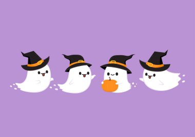 Tatlı hayalet karikatür vektörü. Hayalet karakter tasarımı.