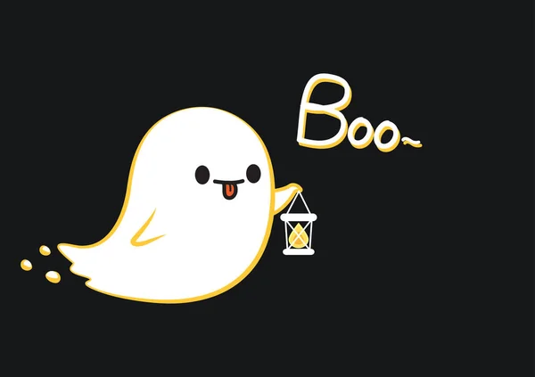 Cute Ghost Cartoon Vector Ghost Character Design Halloween Poster — Stock Vector