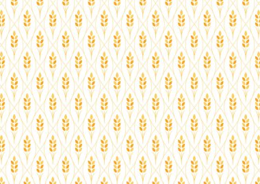 Beyaz arka planda buğday deseni vektörü. Yulaf ya da Tahıl deseni. Paddy arkaplanı.