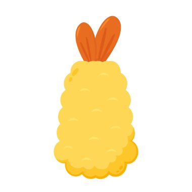 Tempura kızarmış karides vektörü izole edilmiş. Beyaz arkaplanda Tempura kızarmış karides.