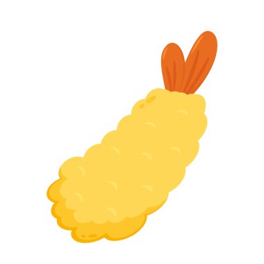 Tempura kızarmış karides vektörü izole edilmiş. Beyaz arkaplanda Tempura kızarmış karides.